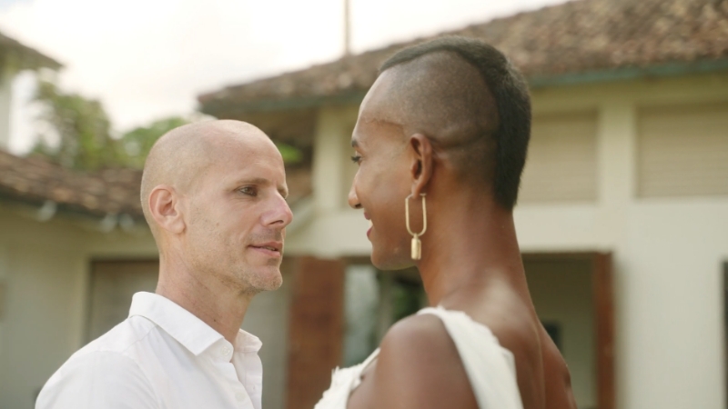 A couple gazing at each other with affection, showcasing a moment of connection